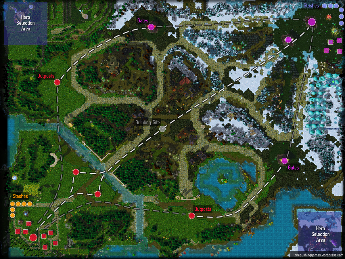 Overhead view of the battlefield.