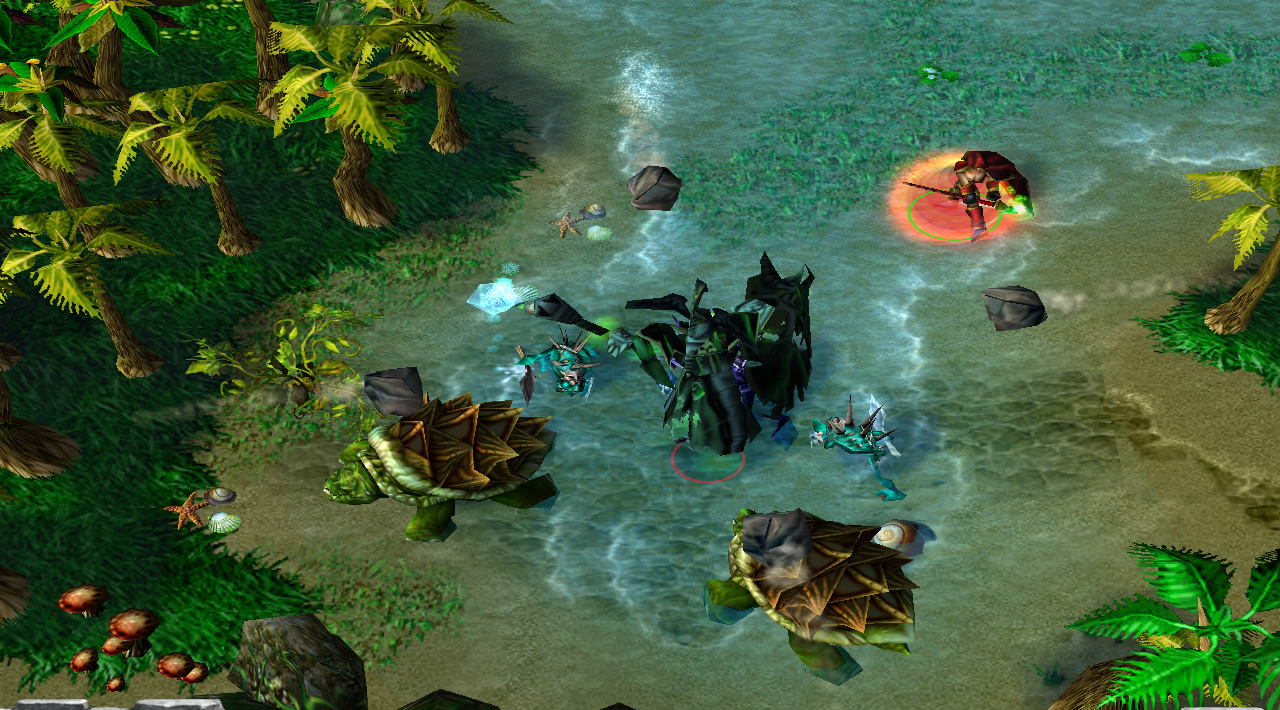 The Elementalist engages a Revenant and its lackeys by using a spell that hurls boulders at the target from four directions