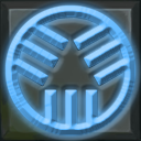 A blue icon, resembling the Dawngate logo