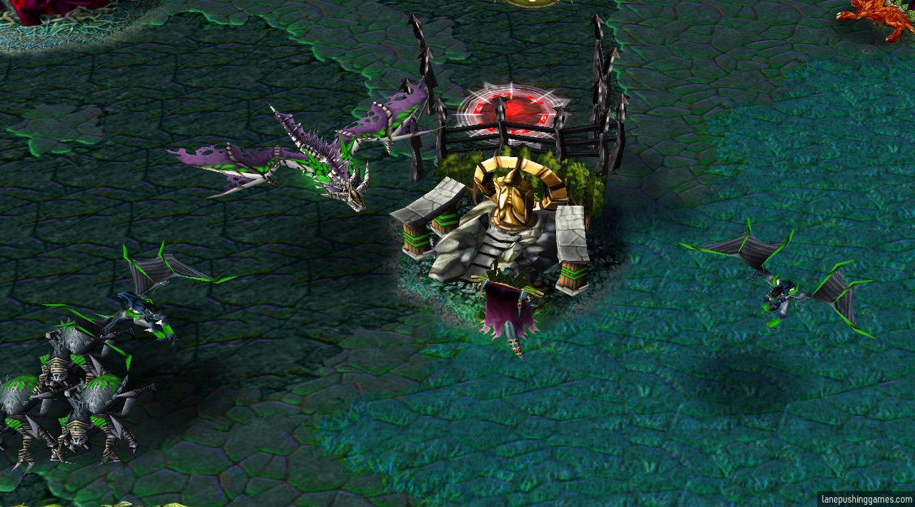 Picture of a hero beside a building in its base