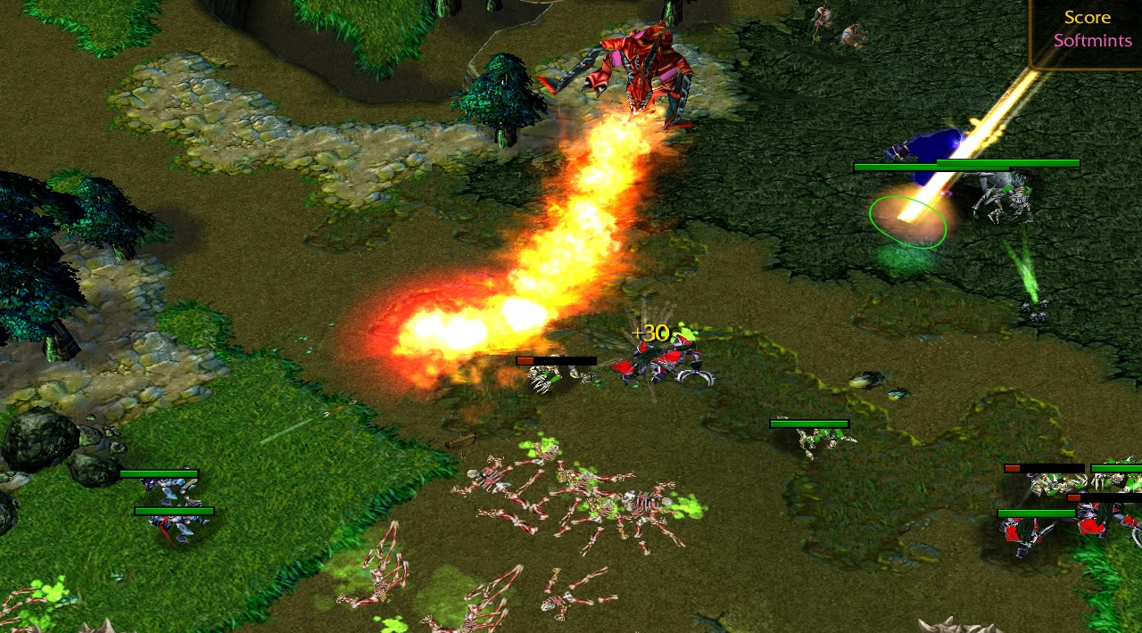 A red dragon breathes a massive continuous stream of flame onto an area