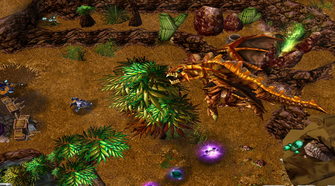 A large bronze dragon flies from the mid lane to the lake, about to attack a lone archer troop