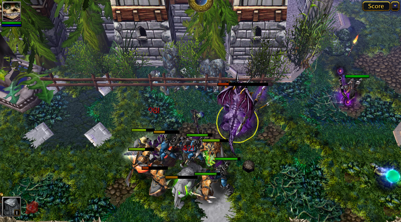 A Pit Lord is being harassed on-lane by a Dark Ranger