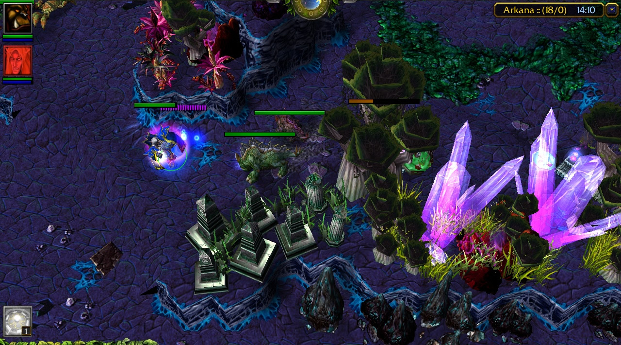 Giant pink crystals adorn parts of the jungle, while unusually shaped trees and odd green stones line some cliffs
