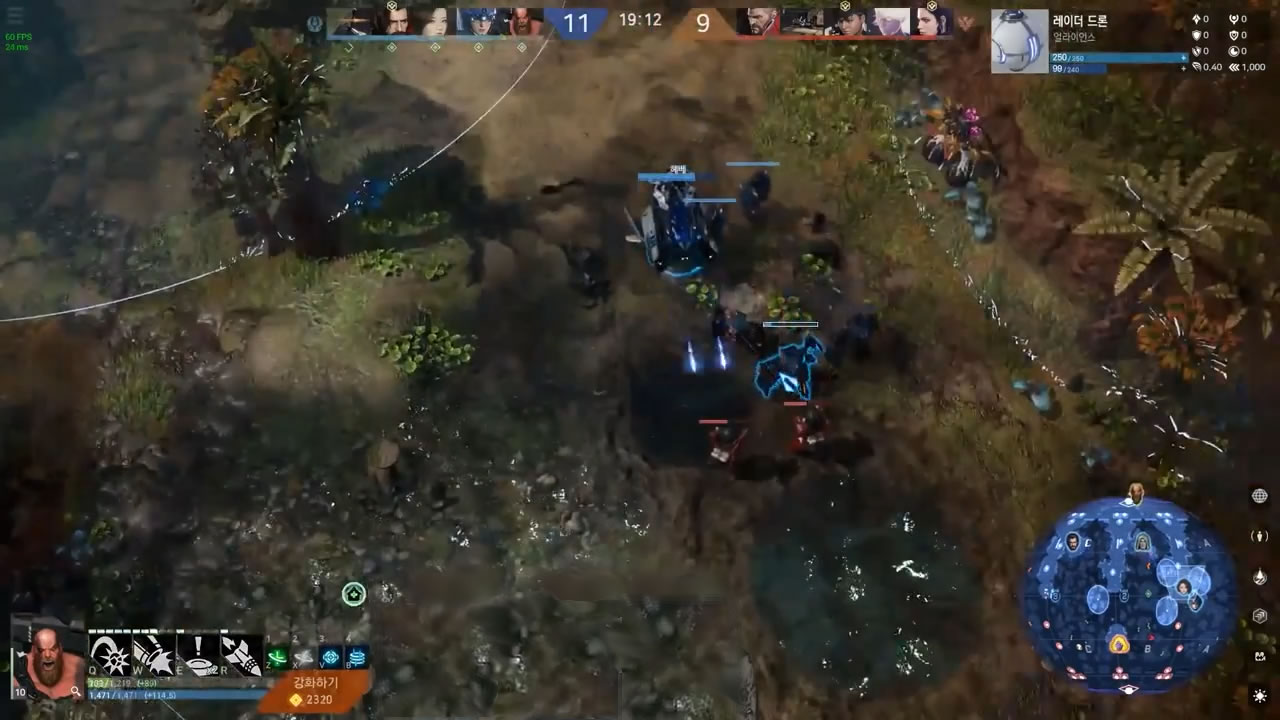 Heroes laning in a river environment, with minimap showing lanes 1, 2, and 3