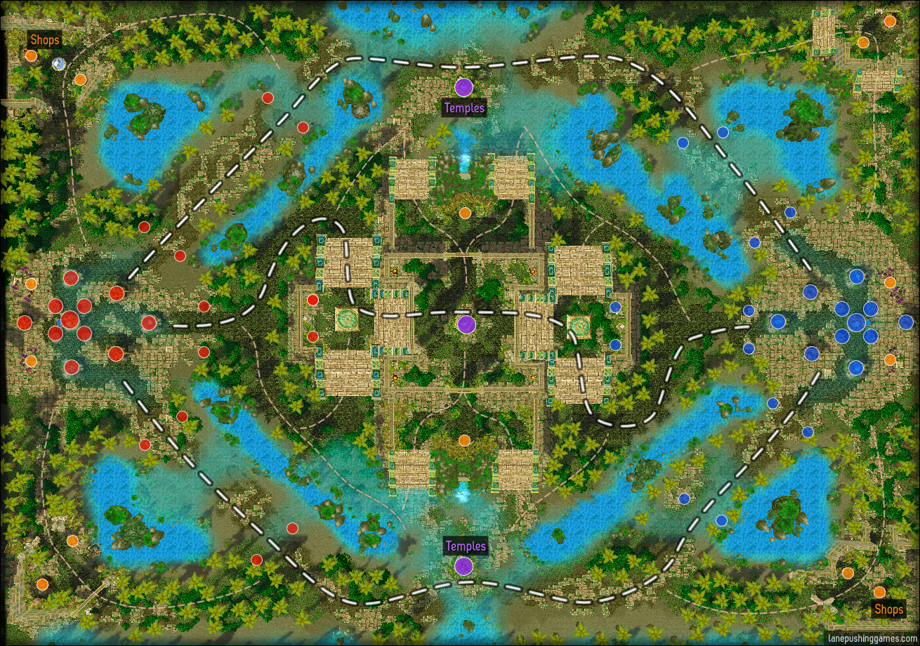 Overhead view of the Sunken Ruins terrain