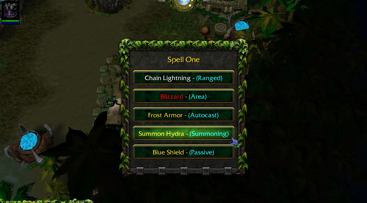 A dialogue menu offers the player a number of abilities to choose from