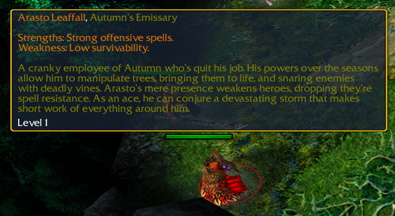 The cursor hovers over an autumn-themed hero to display a tooltip, which has autumn colours
