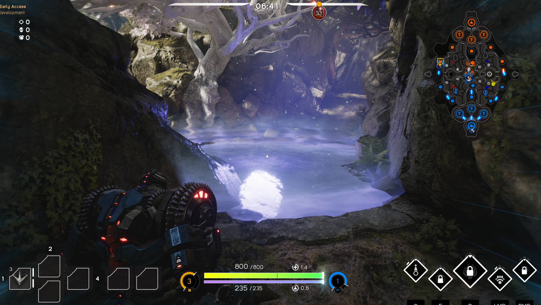 A shimmering ghostly circle can be seen partially obscured behind some trees and rocks